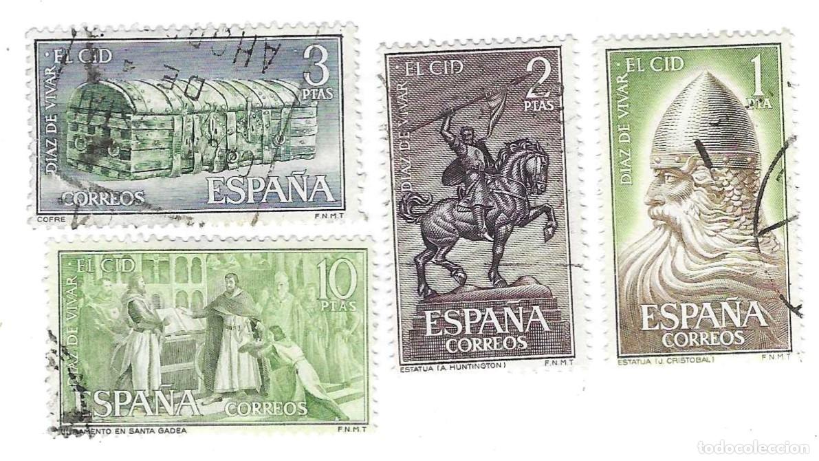 Sellos: Serie usada Espa&ntilde;a. Edifil n&ordm; 1444-47. a&ntilde;o 1962. Rodrigo D&iacute;az de Vivar. El Cid. ref. 1u-1444-47