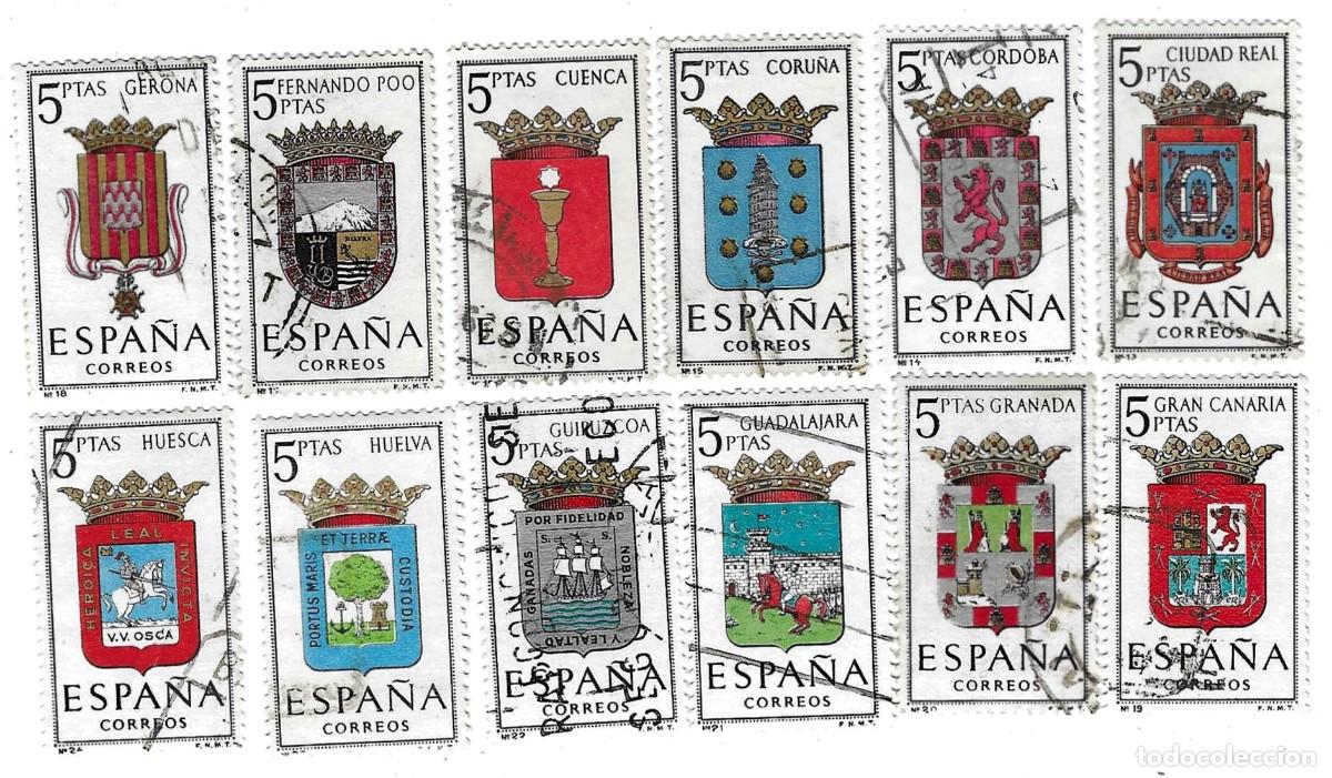 Sellos: Serie usada Espa&ntilde;a. Edifil n&ordm; 1481-92. Escudos de capitales de Provincias. ref. 1u-1481-92