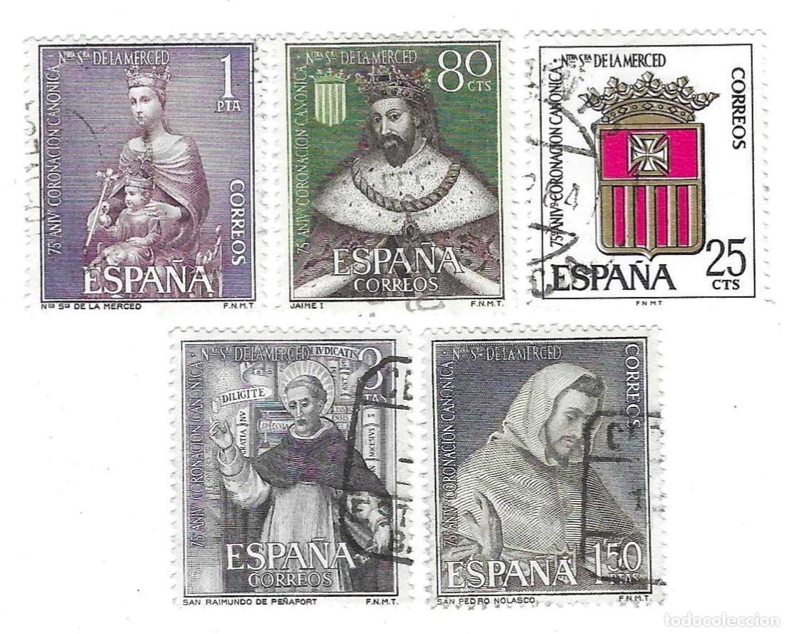 Sellos: Serie usada Espa&ntilde;a. Edifil n&ordm; 1521-5. Aniv. Coronaci&oacute;n Ntra. Sra. de la Merced. ref. 1u-1521-5