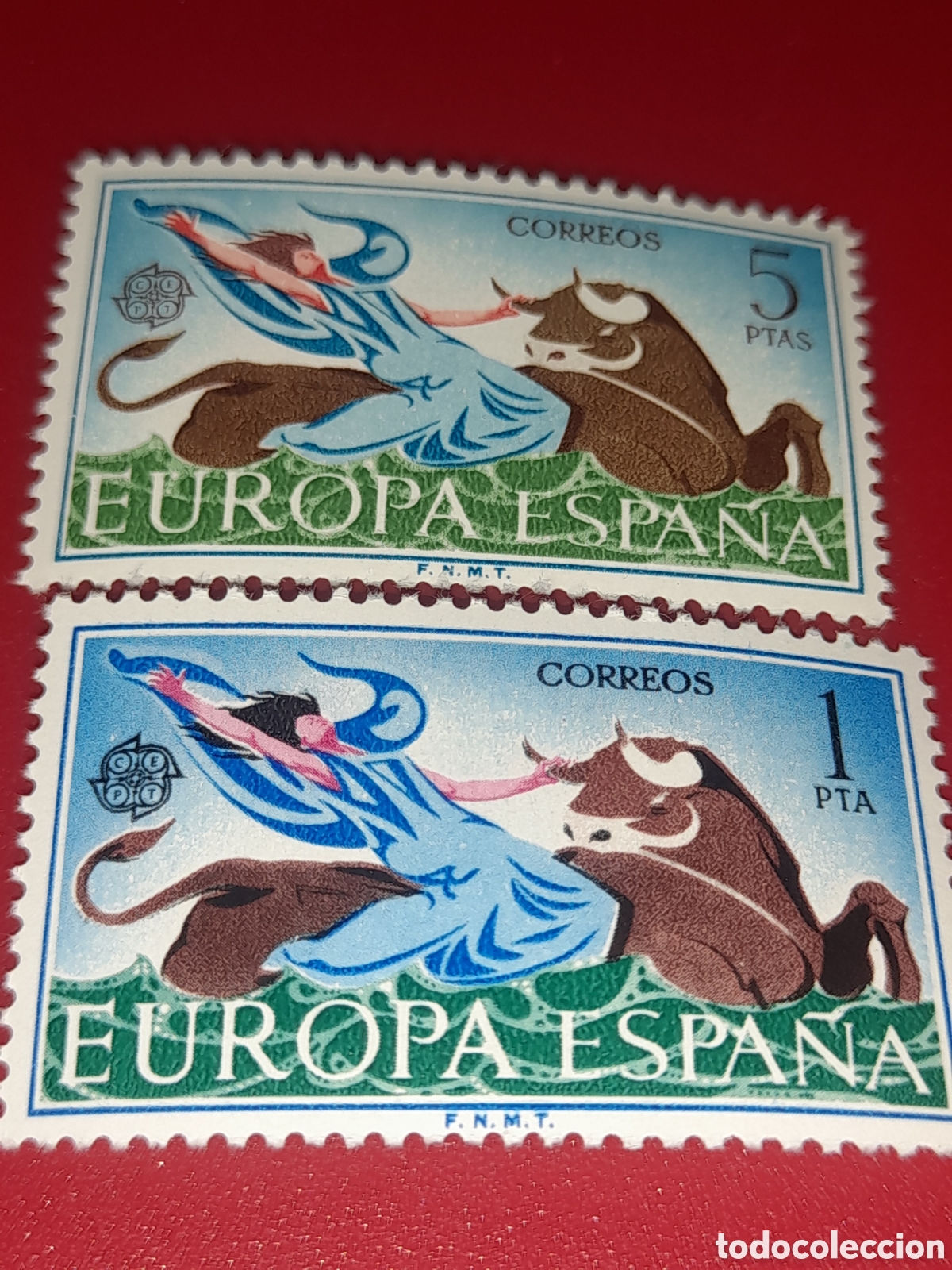 Sellos: Sello Espa&ntilde;a nuevo 1966. Emison conjunta Europa. CEPT. Toro. Fauna. El rapto. Mitolog&iacute;a. Fauna. Vaca