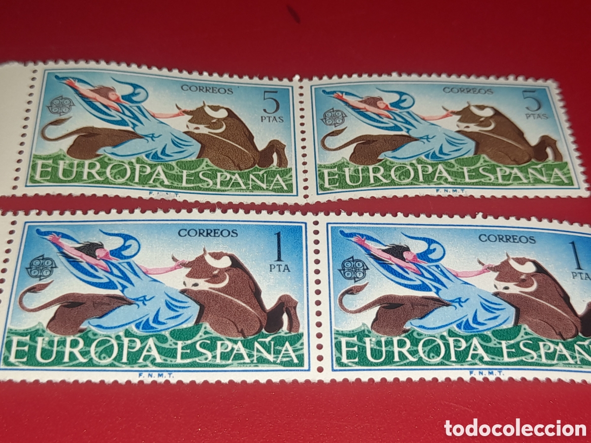 Sellos: Sello Espa&ntilde;a nuevo 1966. Emison conjunta Europa. CEPT. Toro. Fauna. El rapto. Mitolog&iacute;a. Fauna. Vaca