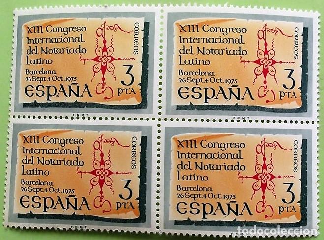 Sellos: Espa&ntilde;a. 2283 Congreso Notariado Latino, en bloque de cuatro. 1975. Sellos nuevos y numeraci&oacute;n Edifil