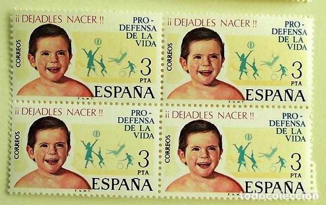 Sellos: Espa&ntilde;a. 2282 Campa&ntilde;a pro defensa de la vida. Ni&ntilde;o, en bloque de cuatro. 1975. Sellos nuevos y numer