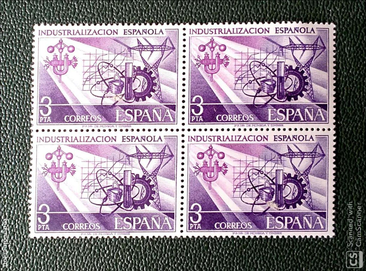 Sellos: Espa&ntilde;a. 2292 Industrializaci&oacute;n espa&ntilde;ola, en bloque de cuatro. 1975. Sellos nuevos y numeraci&oacute;n Edif