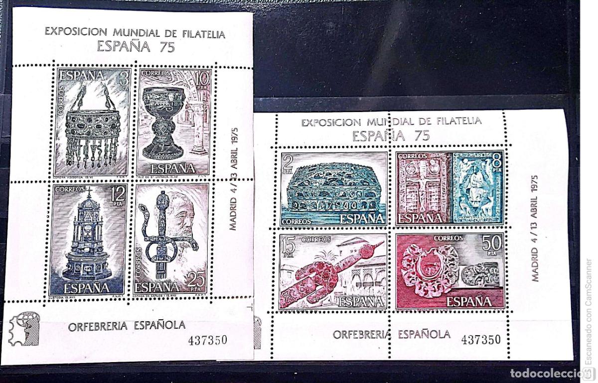 Sellos: Espa&ntilde;a. HB 2252/53 Exposici&oacute;n Mundial de Filatelia Espa&ntilde;a-75, con el mismo n&uacute;mero. 1975. Sellos nuev