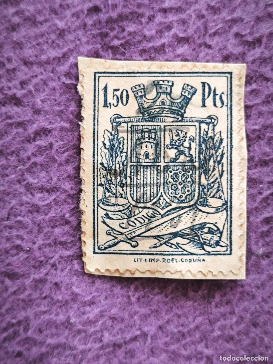 Sellos: Descubre La Herencia De La Coru&ntilde;a: Sello Vintage De 1,50 Pts Con Escudo Imperial