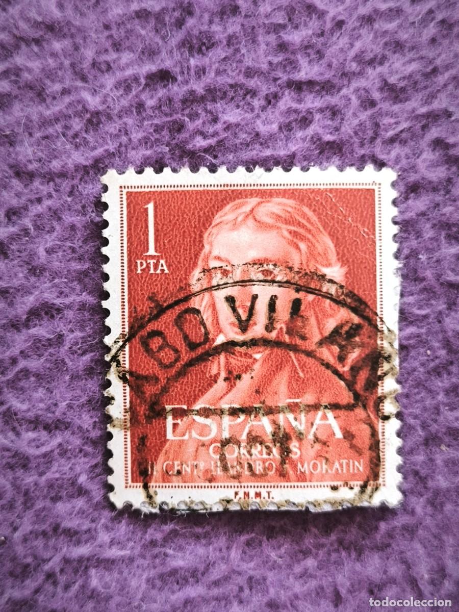 Sellos: Sello Espa&ntilde;a Correos 1 Pta &ndash; II Centenario De Leandro Fern&aacute;ndez De Morat&iacute;n (F.N.M.T.)