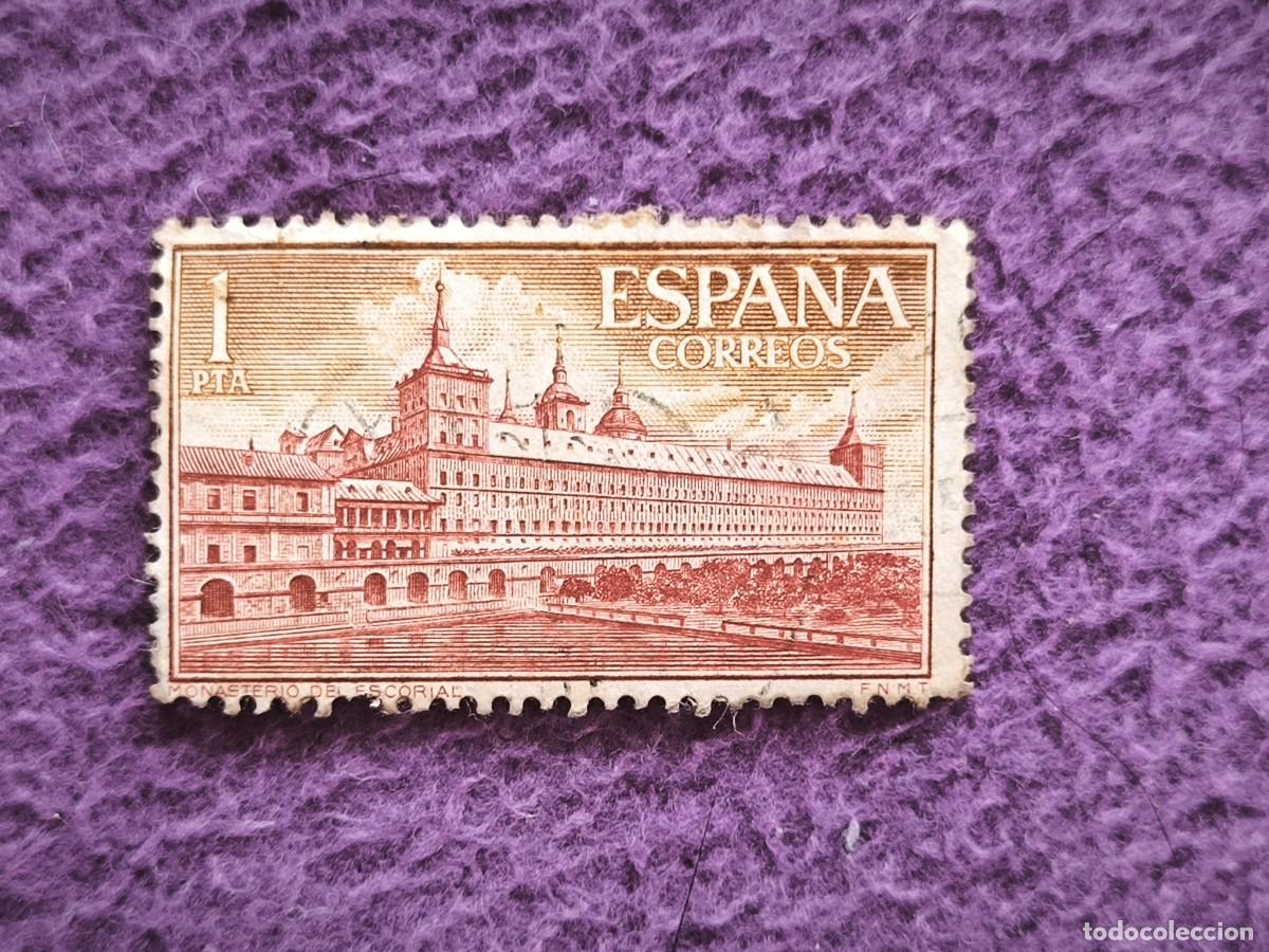 Sellos: Sello Espa&ntilde;a Correos 1 Pta &ndash; Monasterio De El Escorial (F.N.M.T.)