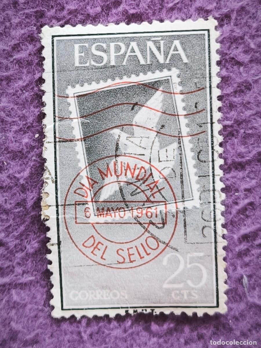 Sellos: Sello Espa&ntilde;a Correos 25 Cts &ndash; D&iacute;a Mundial Del Sello, 6 De Mayo 1961 (F.N.M.T.)