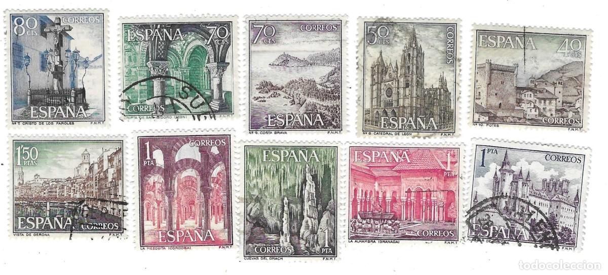 Sellos: Serie usada Espa&ntilde;a. Edifil n&ordm; 1541-50. Serie Tur&iacute;stica, Paisajes y Monumentos. ref. 1u-1541-50