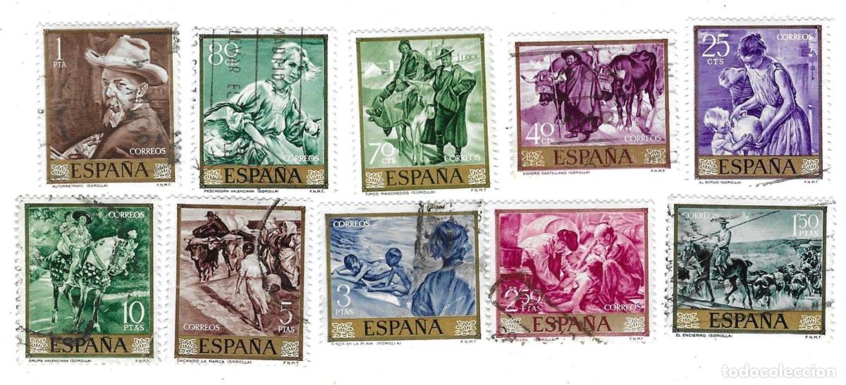 Sellos: Serie usada Espa&ntilde;a. Edifil n&ordm; 1566-75. Pintura. Joaqu&iacute;n Sorolla. ref. 1u-1566-75