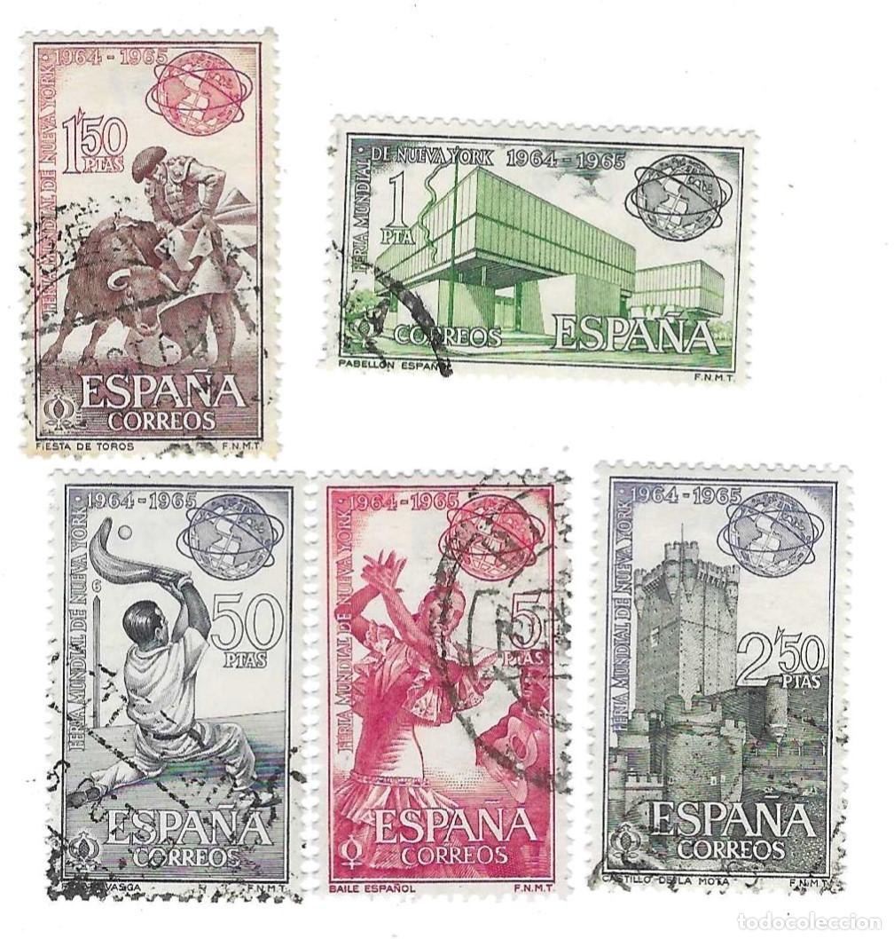 Sellos: Serie usada Espa&ntilde;a. Edifil n&ordm; 1590-4. 5 valores. Feria Mundial de Nueva York. ref. 1u-1590-4