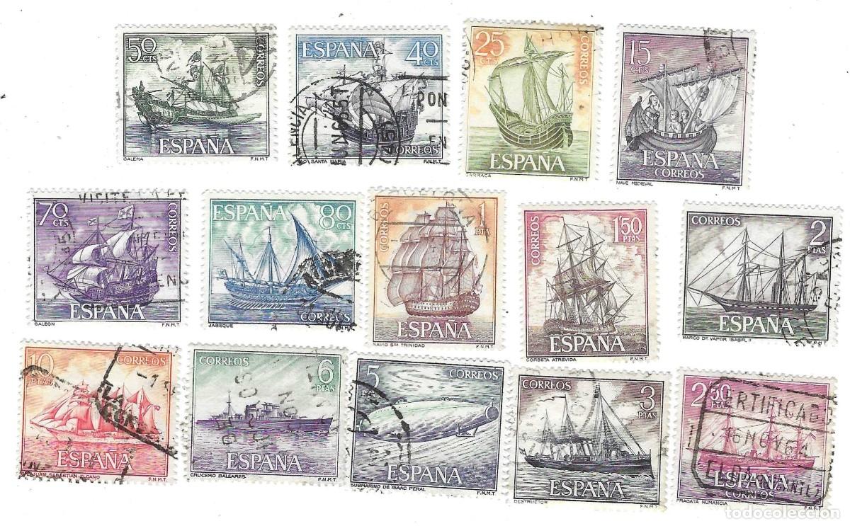 Sellos: Serie usada Espa&ntilde;a. Edifil n&ordm; 1599-612. Homenaje a la Marina Espa&ntilde;ola. ref. 1u-1599-612