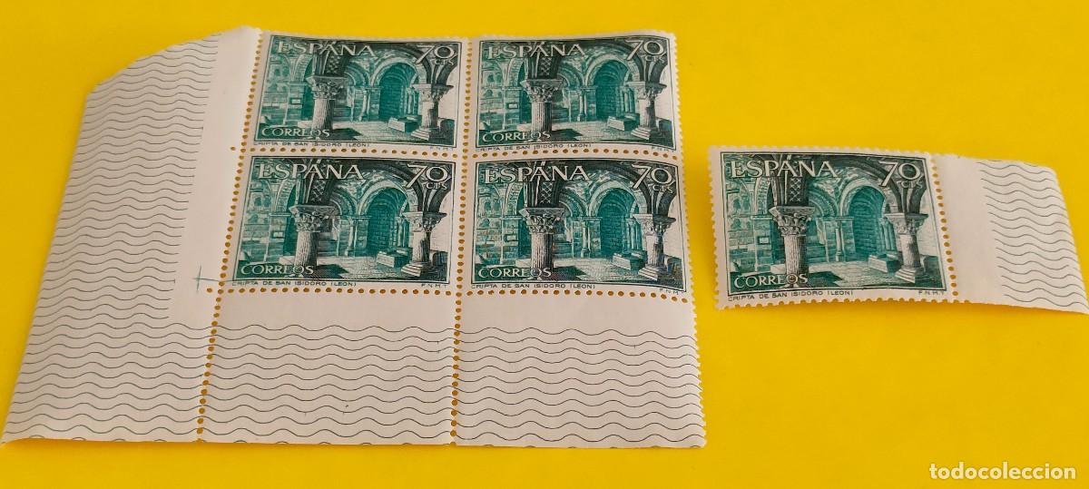 Sellos: Espa&ntilde;a 1964. Edifil 1543. Paisajes y Monumentos. Cripta S. Isidoro de Le&oacute;n. Nuevos. Bloq de 4. 1 sue