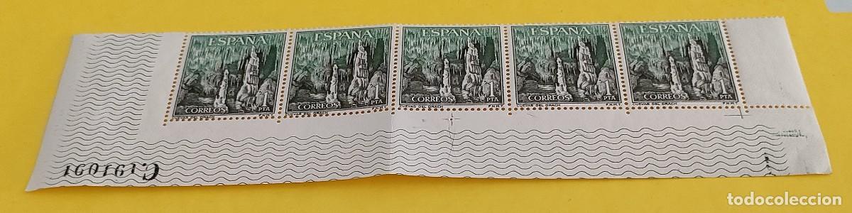 Sellos: Espa&ntilde;a 1964. Edifil 1548. Paisajes y Monumentos. Cuevas del Drach. Nuevos. Bloque de 5 (2)