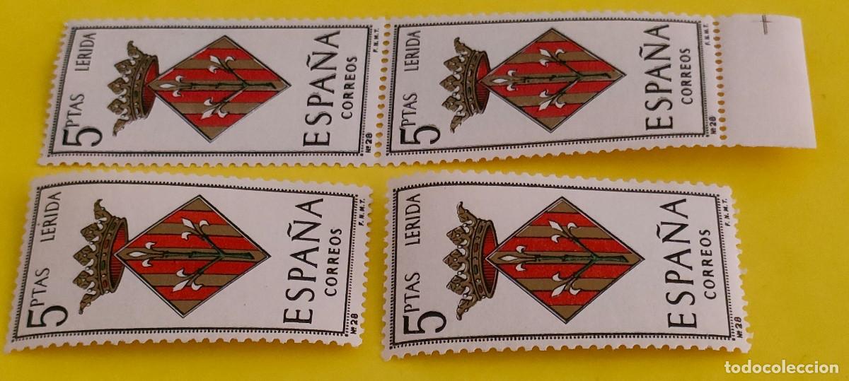 Sellos: Espa&ntilde;a 1964. Edifil 1554. Escudos capitales. L&eacute;rida. Nuevos. Bloque de 2. 2 sueltos