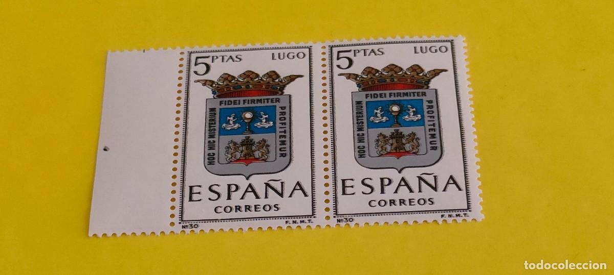 Sellos: Espa&ntilde;a 1964. Edifil 1556. Escudos capitales. Lugo. Nuevos. Bloque de 2