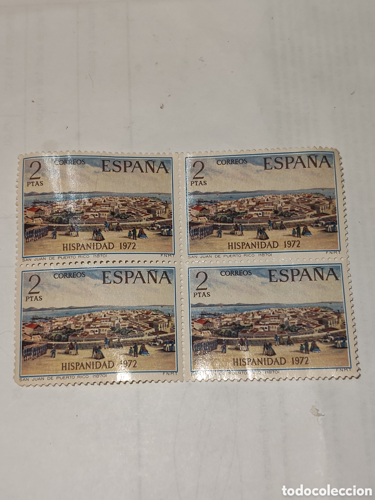 Sellos: Bloque de 4 Sellos de Espa&ntilde;a d&iacute;a de la Hispanidad 1972 Nuevos sin matasellos