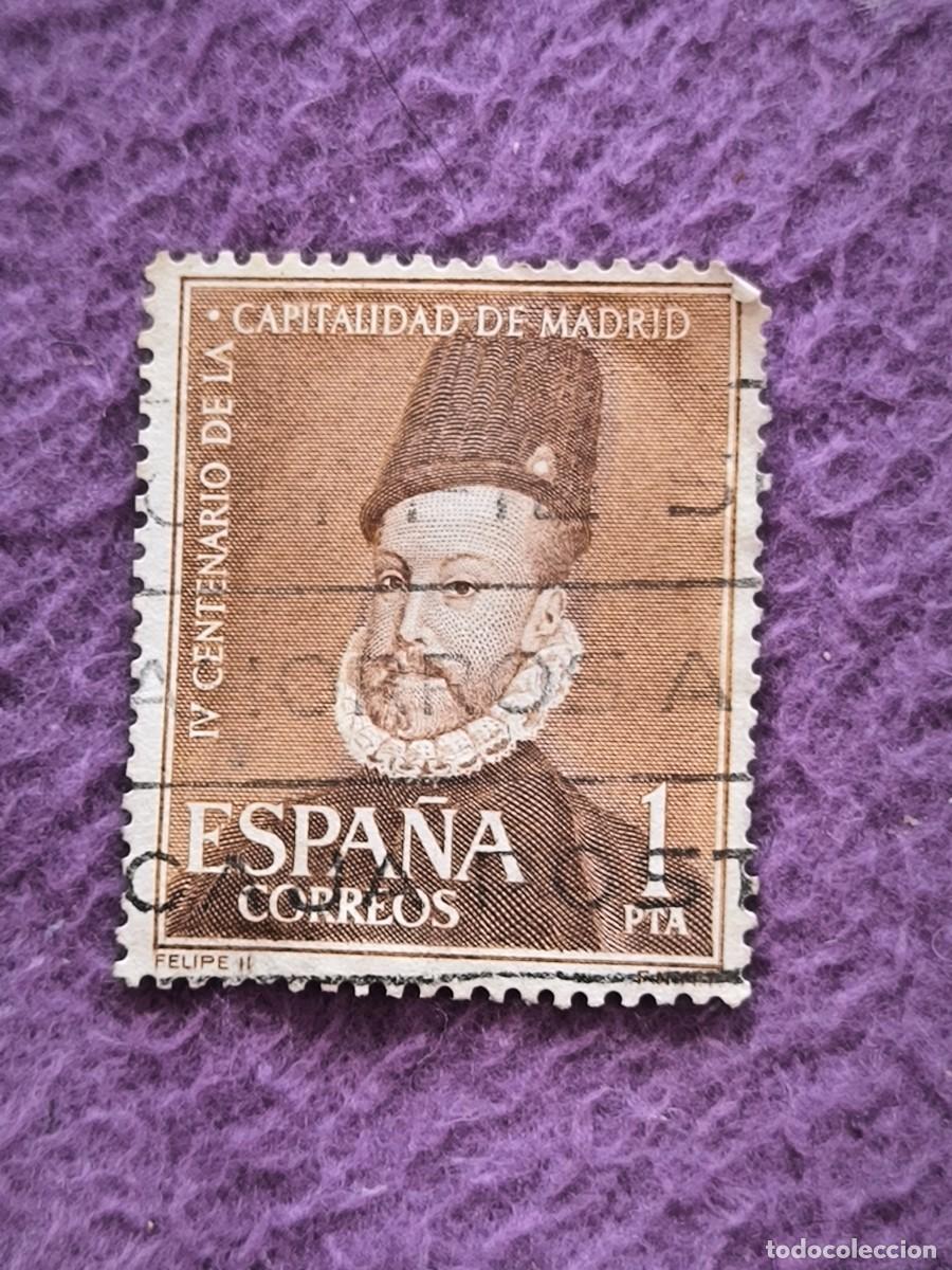Sellos: Sello Espa&ntilde;a Correos 1 Pta &ndash; IV Centenario De La Capitalidad De Madrid, Felipe II (F.N.M.T.)