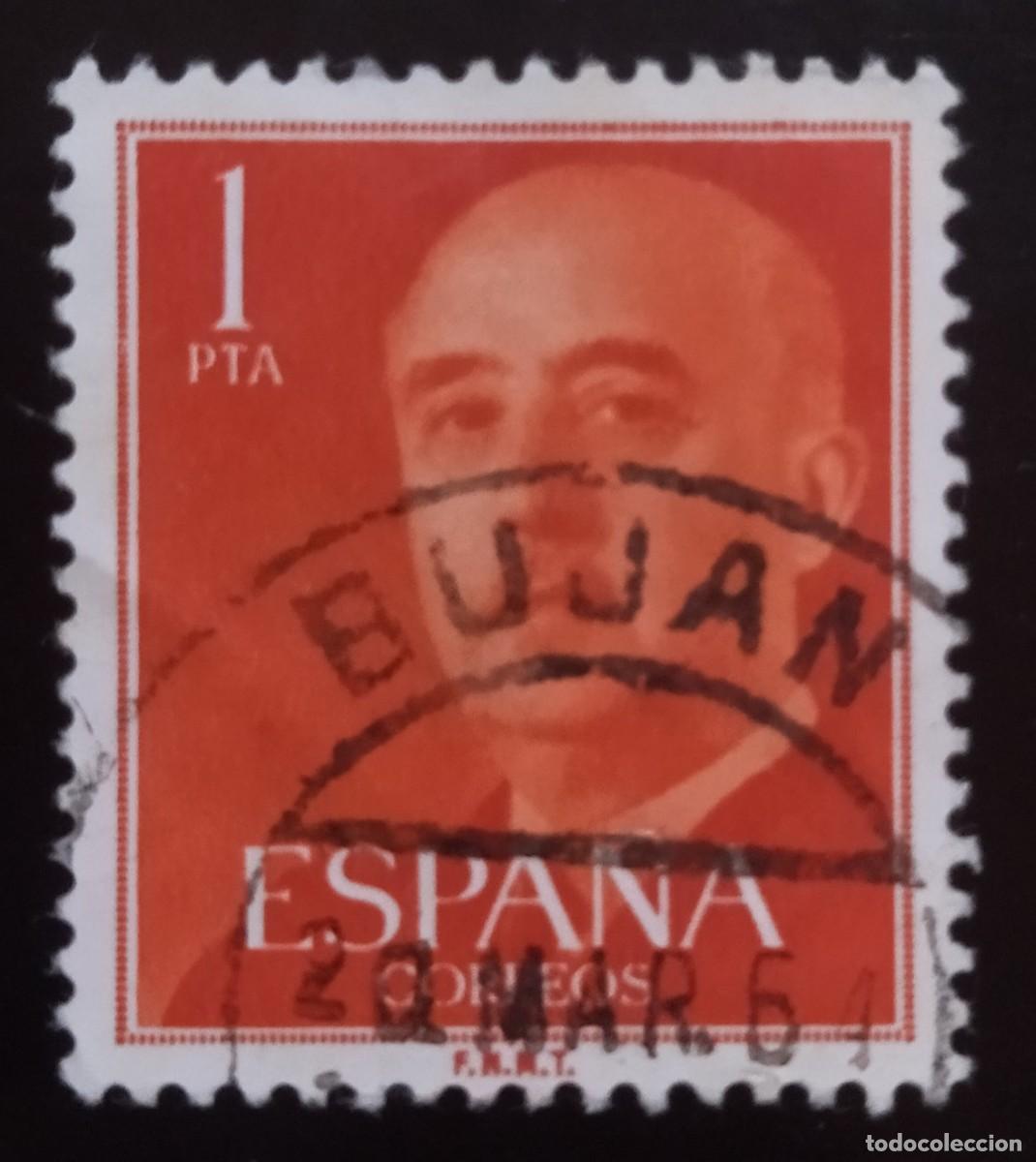 Sellos: ESPA&Ntilde;A 1955- 1956 FRANCO. FECHADOR BUJAN (LA CORU&Ntilde;A). USADO.