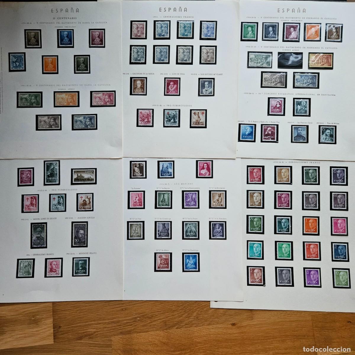Sellos: Colecci&oacute;n Sellos Espa&ntilde;a 1951-1959 montada Olegario anillas con filoestuches negros