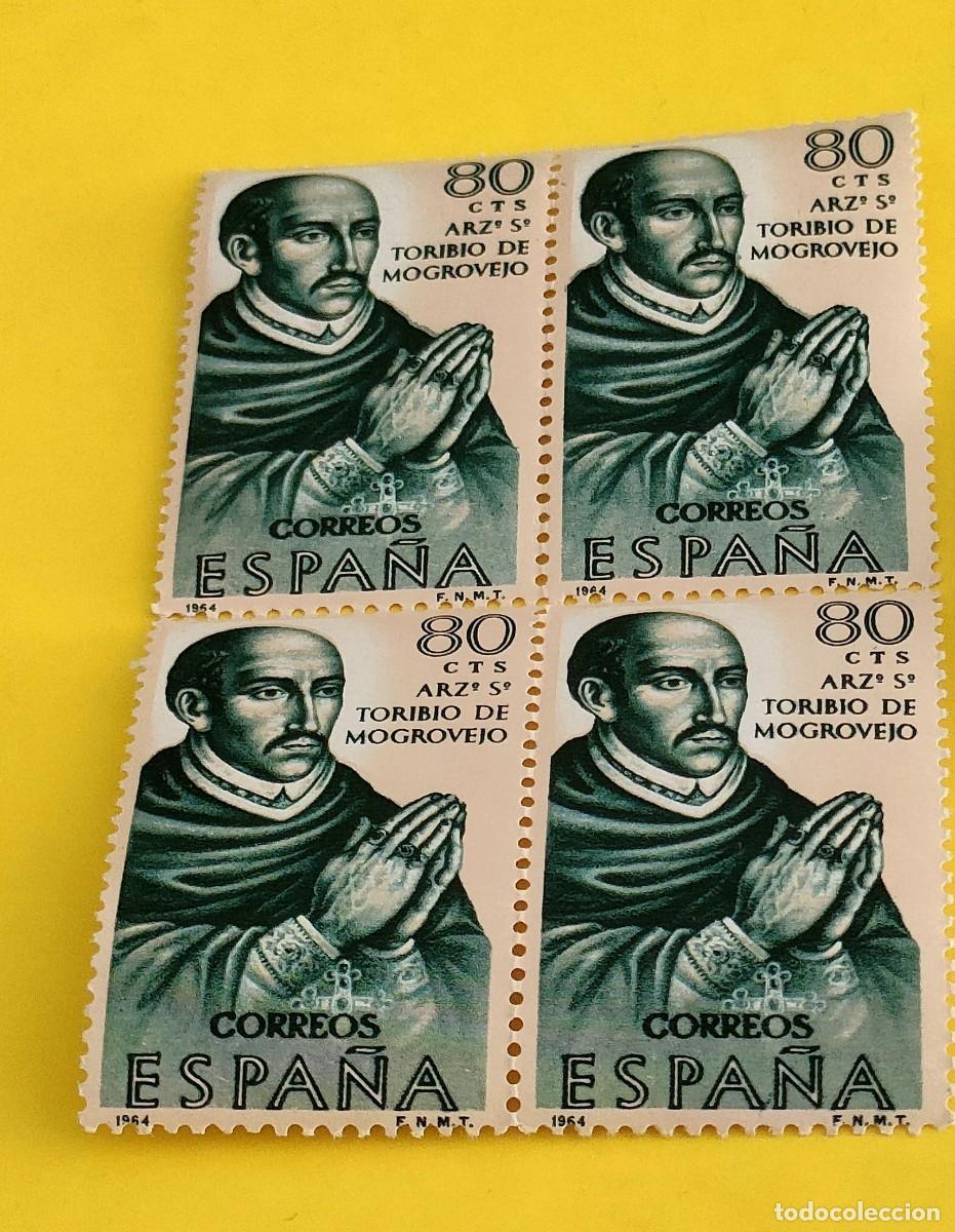Sellos: Espa&ntilde;a 1964. Edifil 1624. Forjadores Am&eacute;rica. S. Toribio de Mogrovejo. Nuevos. Bloque de 4 (1)