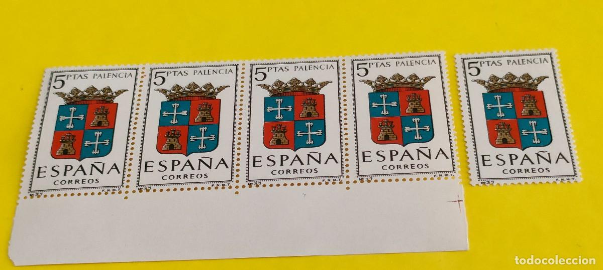 Sellos: Espa&ntilde;a 1965. Edifil 1631. Escudos capitales. Palencia. Nuevos. Bloque de 4. 1 suelto