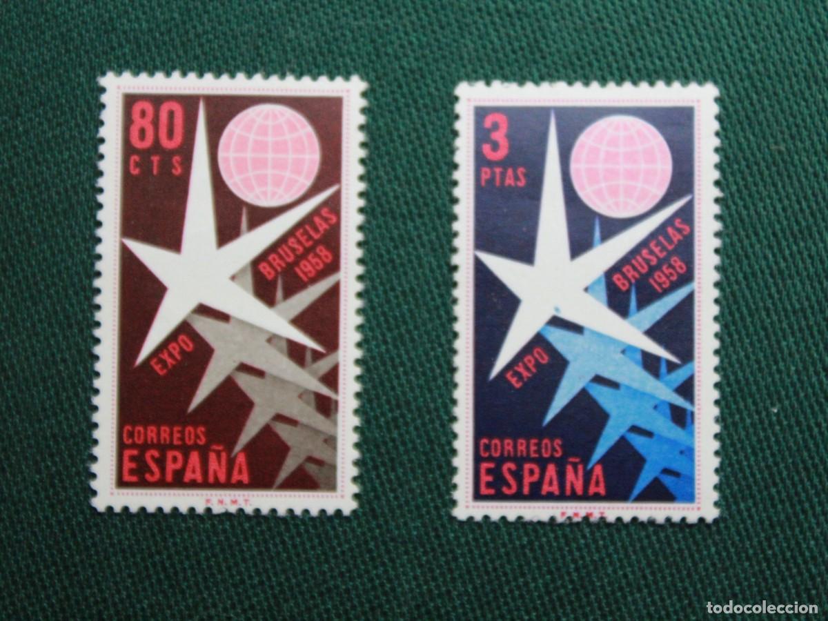Sellos: Espa&ntilde;a 1958 - Edifil 1220/1221 - Exposici&oacute;n Universal de Bruselas - Serie completa nueva
