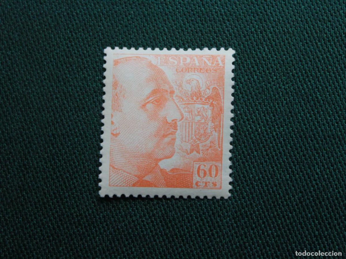 Sellos: Espa&ntilde;a 1940-1945 - Edifil 928 - General Franco 60 cts naranja - Nuevo