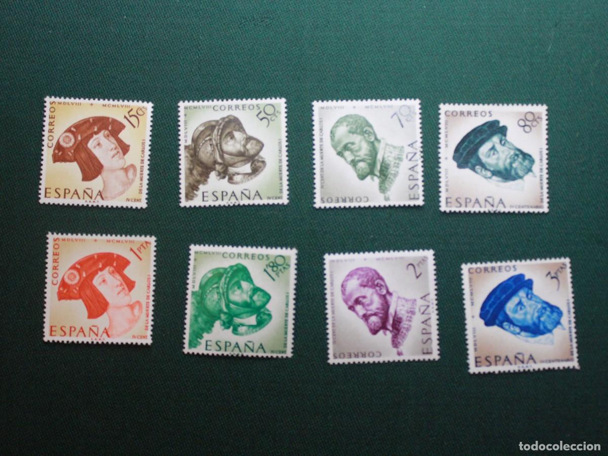 Sellos: Espa&ntilde;a 1958 - Edifil 1224/1231 - Carlos I de Espa&ntilde;a y V de Alemania - Serie completa nueva
