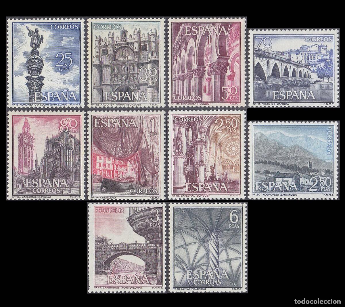 Sellos: Espa&ntilde;a 1965 | Paisajes y Monumentos (Serie Tur&iacute;stica II) | Edifil: 1643/52 MNH **