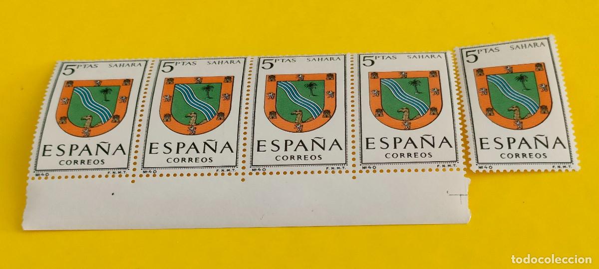 Sellos: Espa&ntilde;a 1965. Edifil 1634. Escudos capitales. Sahara. Nuevos. Bloque de 4. 1 suelto
