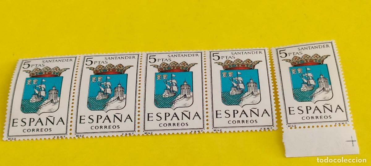 Sellos: Espa&ntilde;a 1965. Edifil 1636. Escudos capitales. Santander. Nuevos. Bloque de 4. 1 suelto