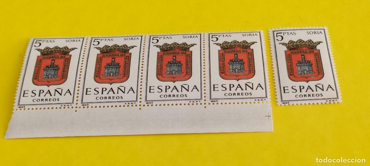 Sellos: Espa&ntilde;a 1965. Edifil 1639. Escudos capitales. Soria. Nuevos. Bloque de 4. 1 suelto (1)