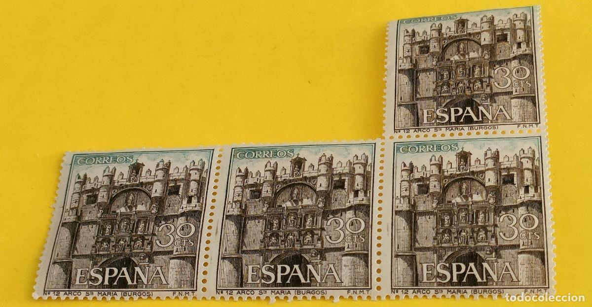 Sellos: Espa&ntilde;a 1965. Edifil 1644. Arco Santa Mar&iacute;a. Burgos. Nuevos. Bloque de 4 (1)
