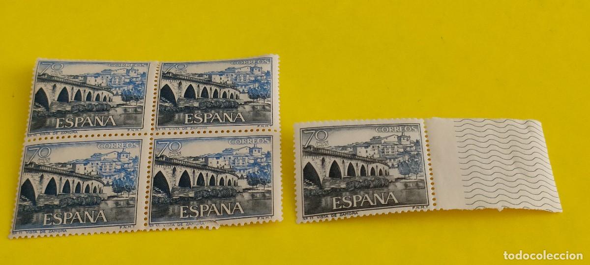 Sellos: Espa&ntilde;a 1965. Edifil 1646. Vista de Zamora. Nuevos. Bloque de 4. 1 suelto (1)