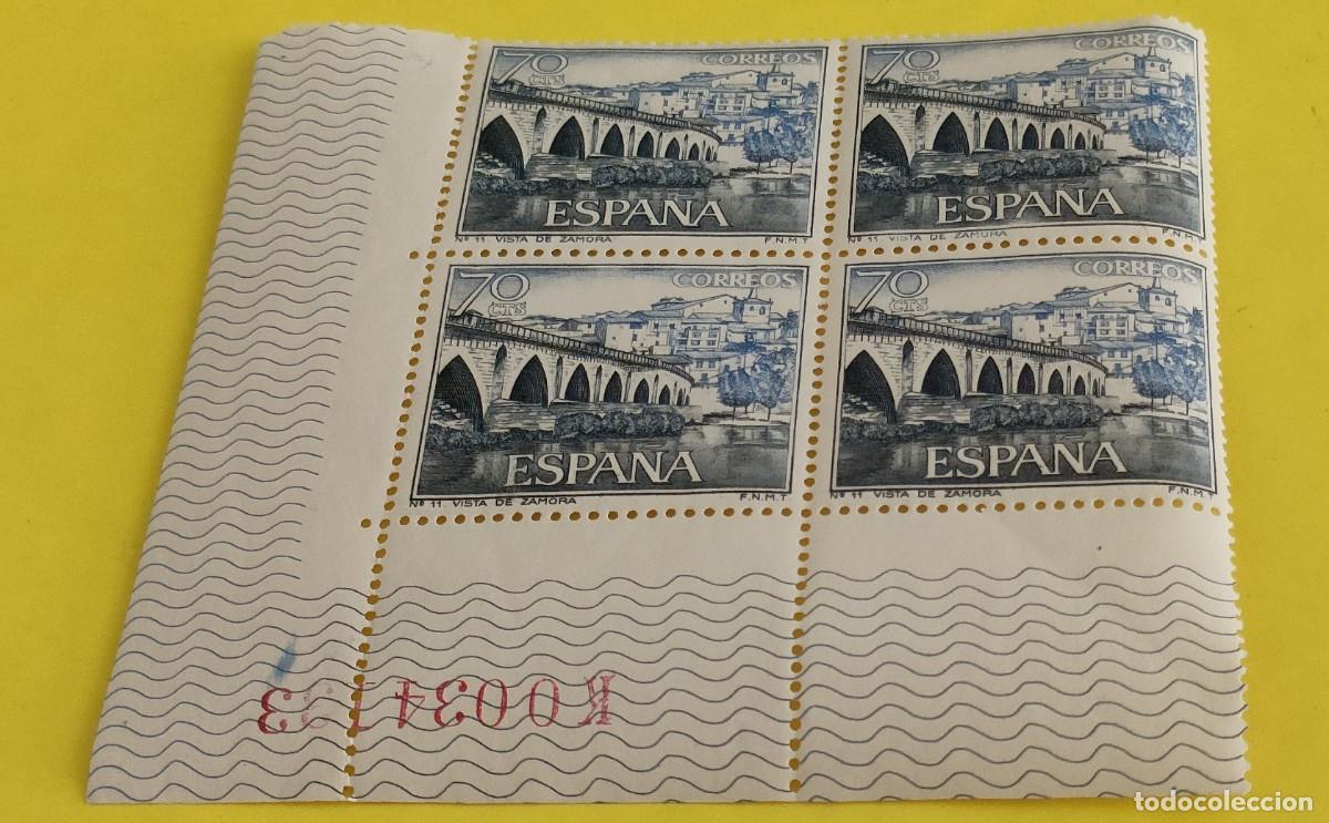 Sellos: Espa&ntilde;a 1965. Edifil 1646. Vista de Zamora. Nuevos. Bloque de 4 (2)