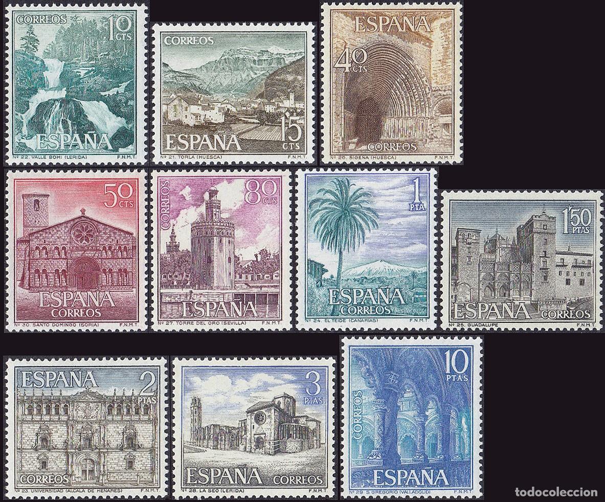 Sellos: Espa&ntilde;a 1966 | Paisajes y Monumentos (III) | Ed 1726/35 - Yv 1380/4 + 1413/7 MNH **