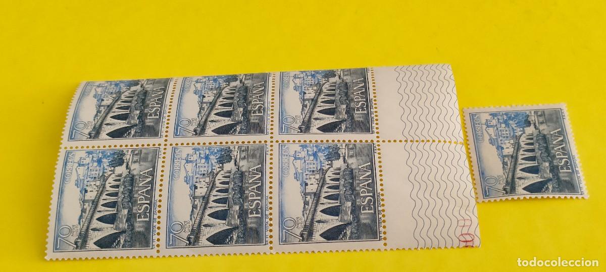 Sellos: Espa&ntilde;a 1965. Edifil 1646. Vista de Zamora. Nuevos. Bloque de 6. 1 suelto (4)