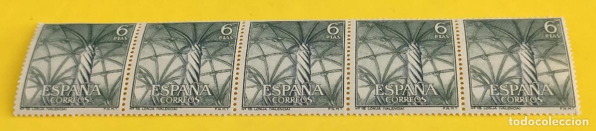 Sellos: Espa&ntilde;a 1965. Edifil 1652. Lonja de Valencia. Nuevos. Bloque de 5