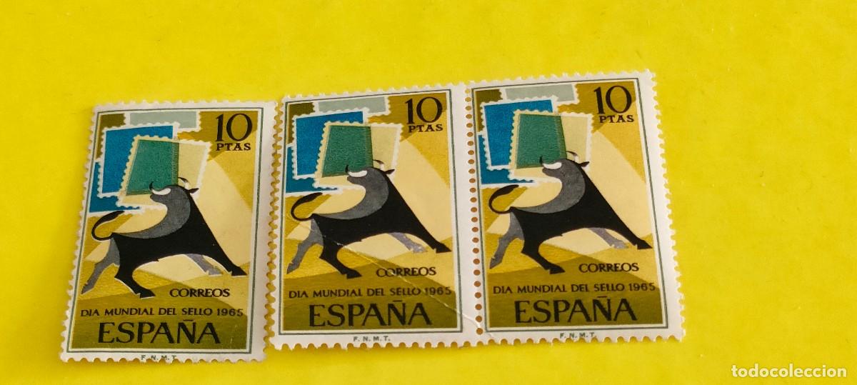Sellos: Espa&ntilde;a 1965. Edifil 1669. D&iacute;a mundial del Sello. Nuevos. Bloque de 2. 1 suelto