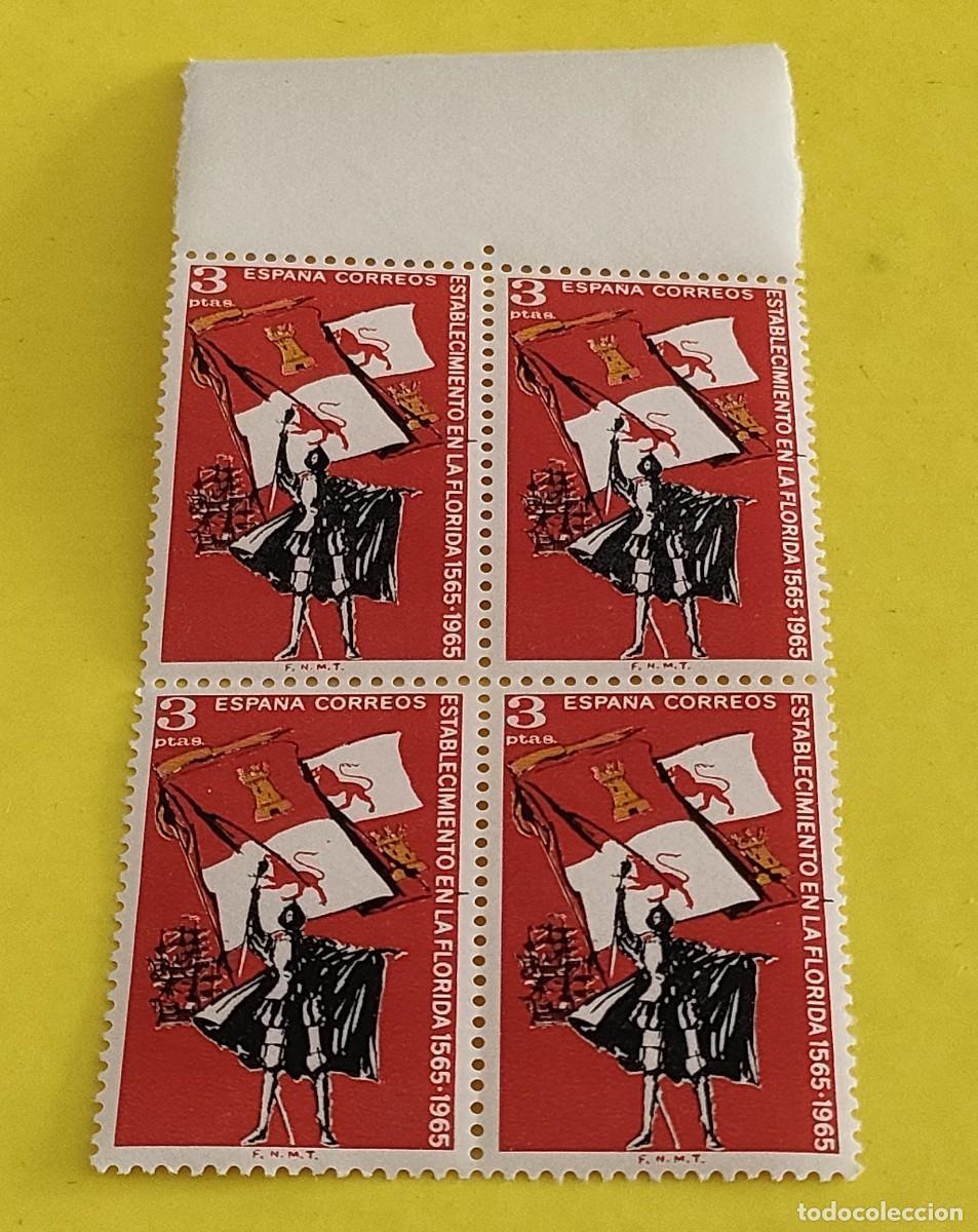 Sellos: Espa&ntilde;a 1965. Edifil 1674. IV centenario fundaci&oacute;n San Agust&iacute;n, Florida. Nuevos. Bloque de 4 (1)