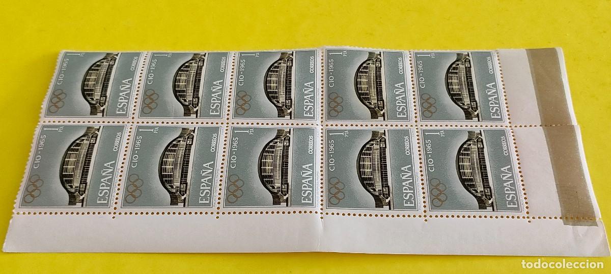 Sellos: Espa&ntilde;a 1965. Edifil 1677. 53 Asamblea del COI. Palacio de los Deportes. Madrid. Nuevos. Bloque de 10