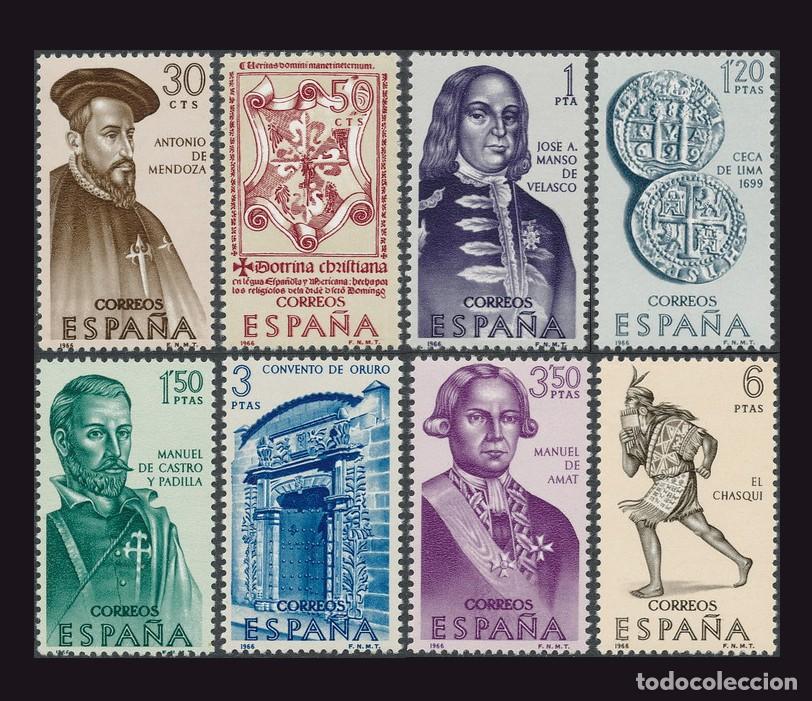 Sellos: Espa&ntilde;a 1966 | Forjadores de Am&eacute;rica (VII) | Ed 1750/7 - Yv 1405/12 - Mi 1645/52 MNH **