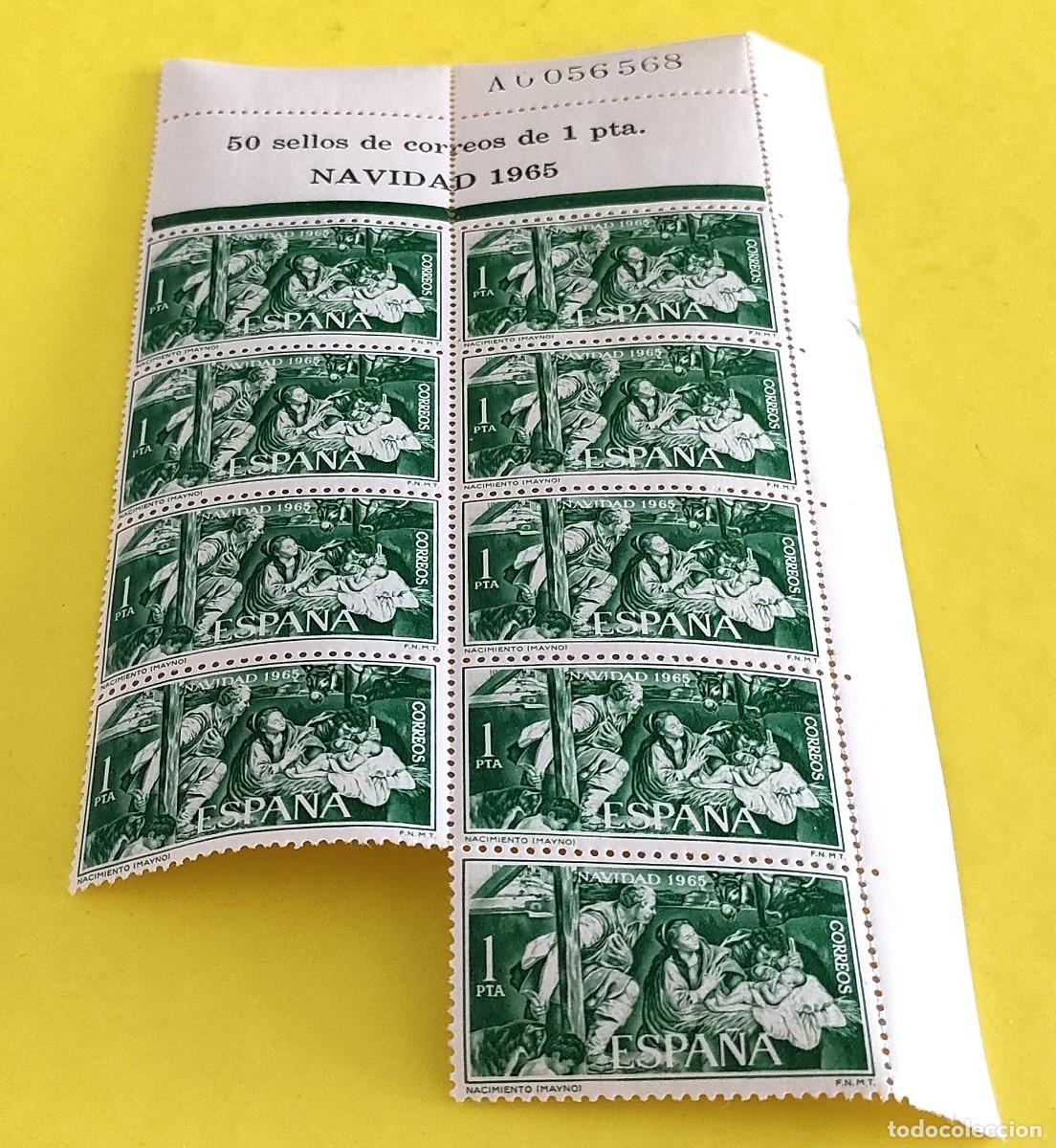 Sellos: Espa&ntilde;a 1965. Edifil 1692. Navidad. Nacimiento. Mayno. Nuevos. Bloque de 9