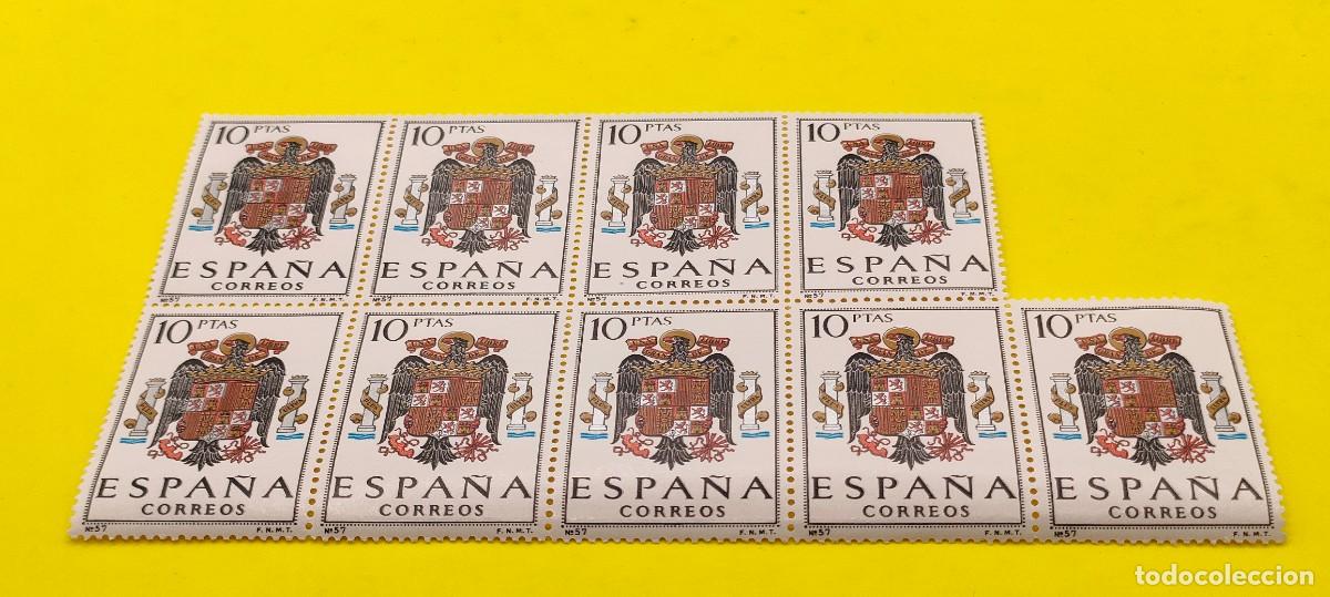 Sellos: Espa&ntilde;a 1966. Edifil 1704. Escudos capitales. Espa&ntilde;a. Nuevos. Bloque de 9
