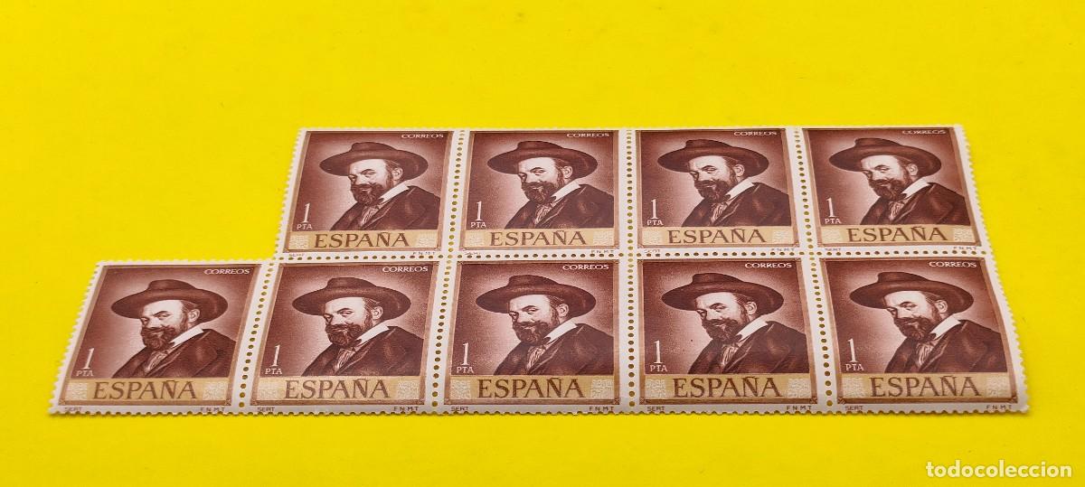 Sellos: Espa&ntilde;a 1966. Edifil 1714. Jos&eacute; Mar&iacute;a Sert. Retrato de Sert. Nuevos. Bloque de 9