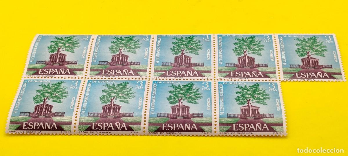 Sellos: Espa&ntilde;a 1966. Edifil 1722. IV centenario fundaci&oacute;n Guernica. &Aacute;rbol de Guernica. Nuevos. Bloque de 9