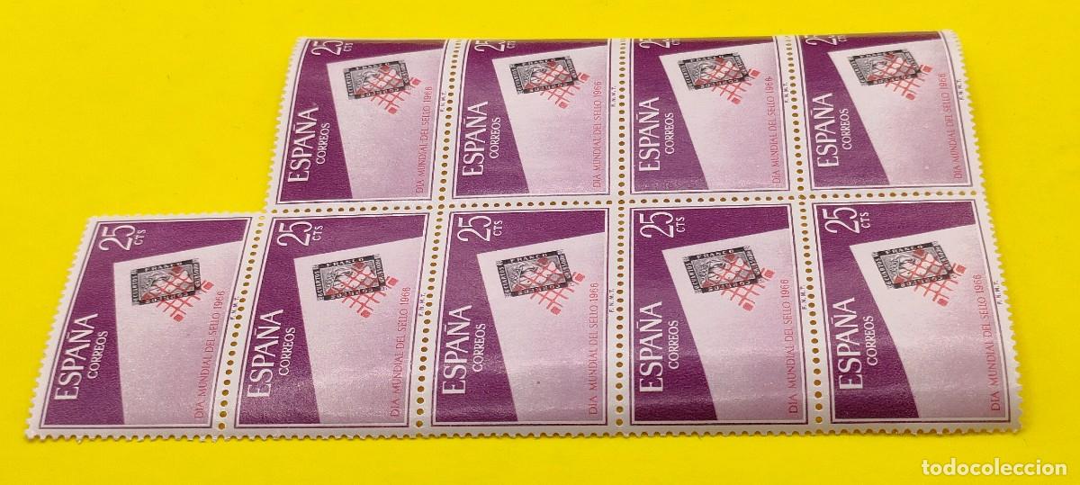 Sellos: Espa&ntilde;a 1966. Edifil 1723. D&iacute;a mundial del Sello. Parrilla de Reus. Nuevos. Bloque de 9