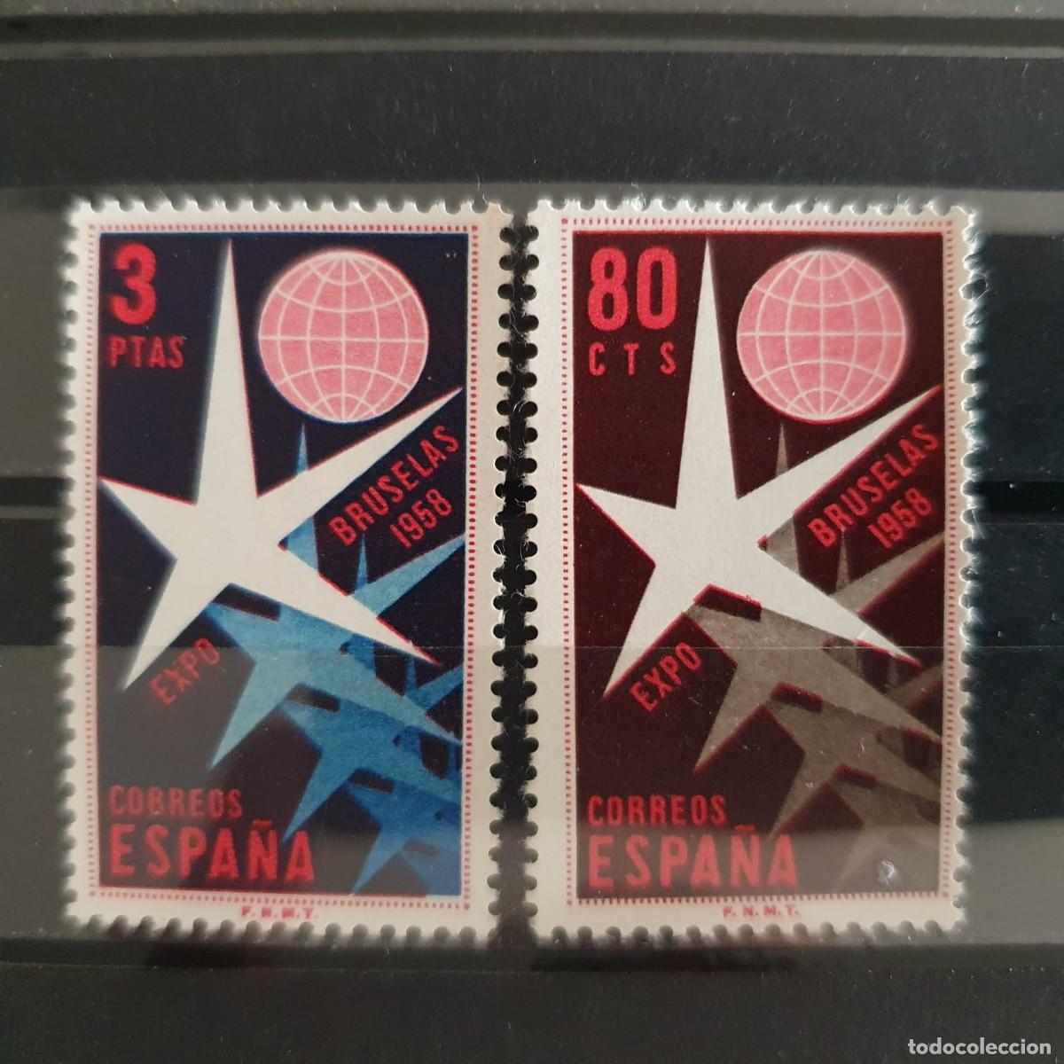 Sellos: SERIE COMPLETA EDIFIL 1220 ** a 1221 ** BRUSELAS ESPA&Ntilde;A 1958